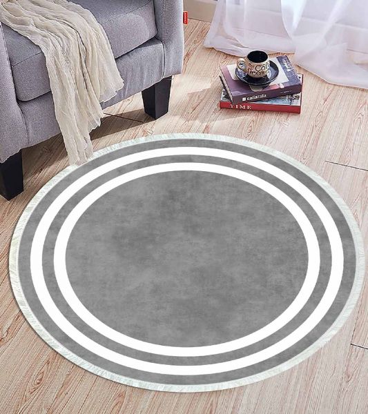 Birkilim Yuvarlak Yıkanabilir Dekoratif Halı İpeksi Kaymaz Taban | MLN-IP-YU-HT-530