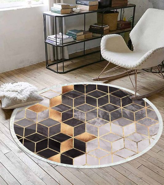 Birkilim Yuvarlak Yıkanabilir Dekoratif Halı İpeksi Kaymaz Taban | MLN-IP-YU-HT-322