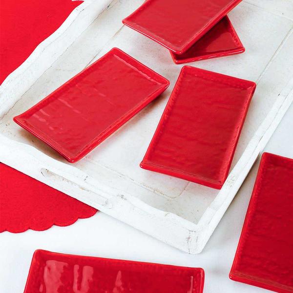 Keramika | 6'lı Doğaltaş Kırmızı Tabak 15 Cm