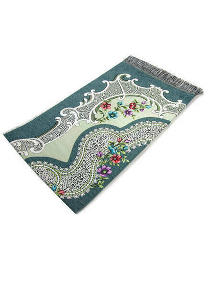 سجادة صلاة الشنيل الوردية - لون رمادي