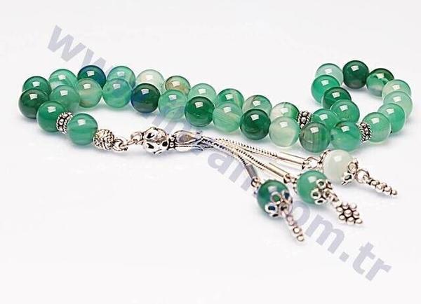 Achat Stein Rosenkranz (925 AYAR SILBER)