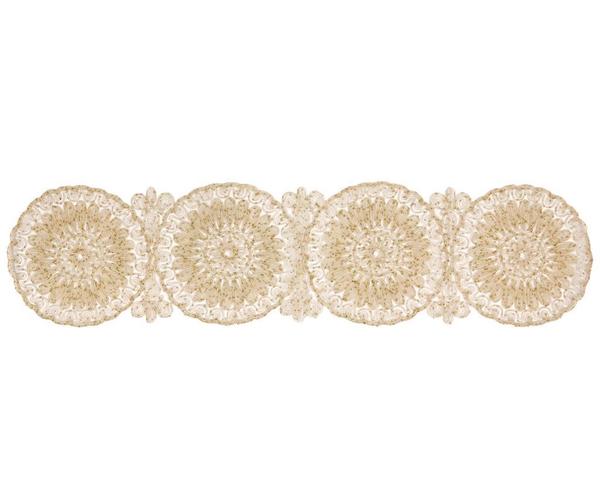 Anglez Kordone İşlemeli Lüx Maxi Runner Krem-Gold