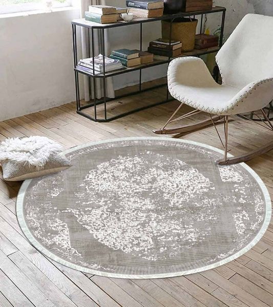 Birkilim Yuvarlak Yıkanabilir Dekoratif Halı İpeksi Kaymaz Taban | MLN-IP-YU-SD-312