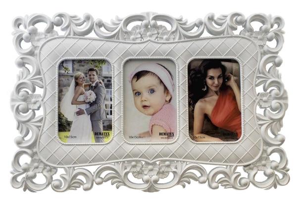 Dematex 3'lü Resim Çerçevesi Antik Stil Beyaz