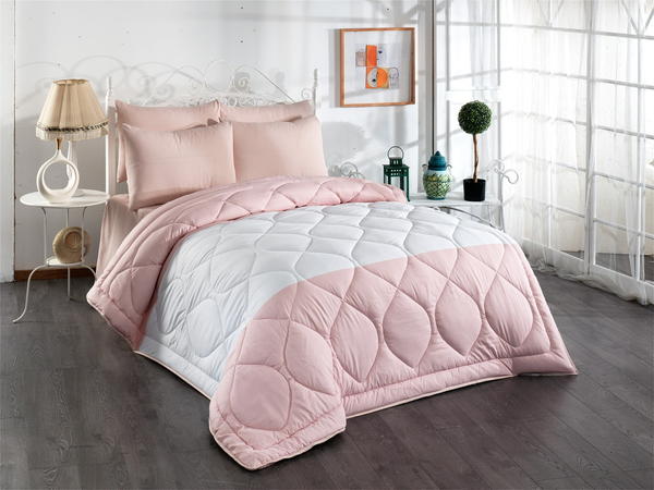 Bayev 4 Yastık Kılıflı Düz Renk Pamuklu Uyku Seti - Pembe Beyaz