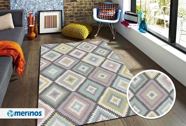 Merinos Diamond Relief Halı | Gri | 22865-95-Grey