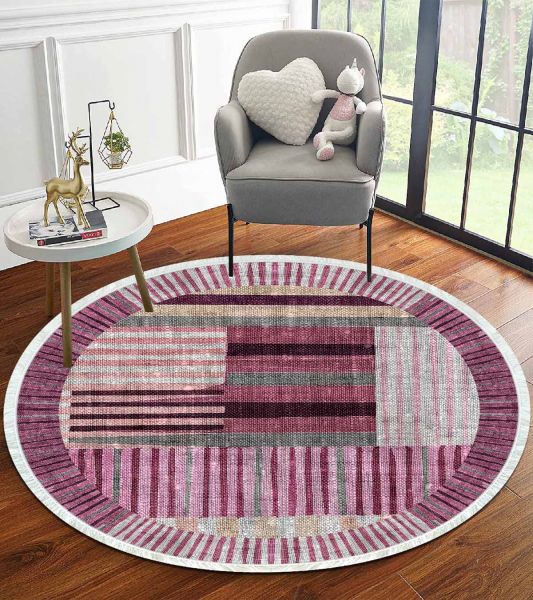 Birkilim Yuvarlak Yıkanabilir Dekoratif Halı İpeksi Kaymaz Taban | MLN-IP-YU-HT-928