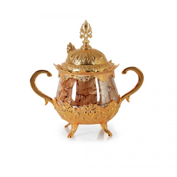 13-004-K-KHVR-18 سكر دائري بني منقوش بالبورسيلين | SILK-BSM066