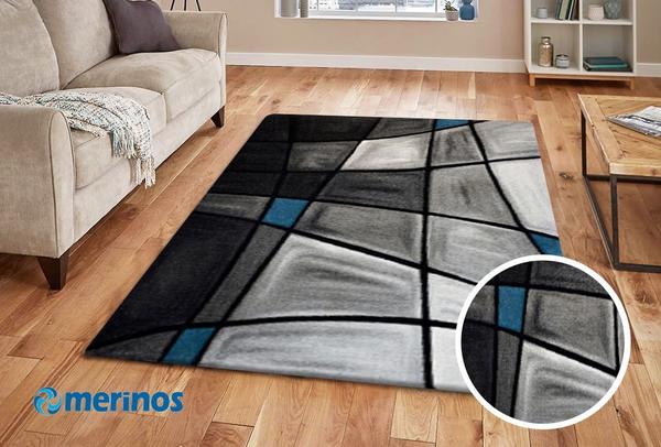 Merinos Brilliance Halı Asimetrik Desenli | Mavi | 659-930-GreyBlue