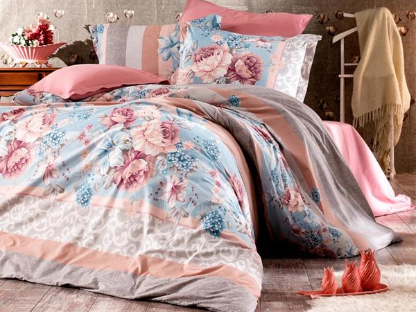 Gül Çift Kişilik Nevresim Takımı Pudra