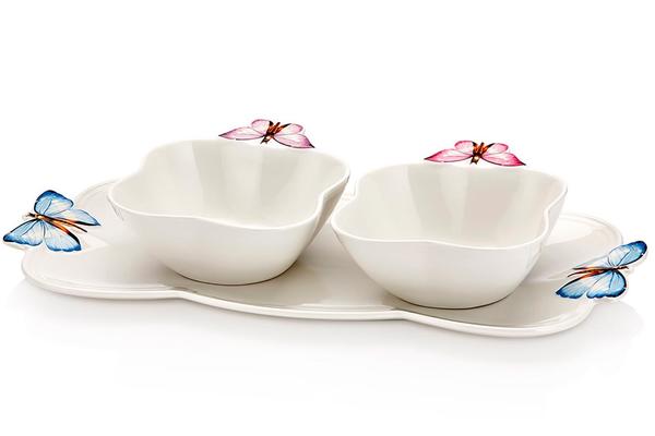 Taç 3 Parça Çerezlik Servis Kase Seti Kelebek | TAC-1032