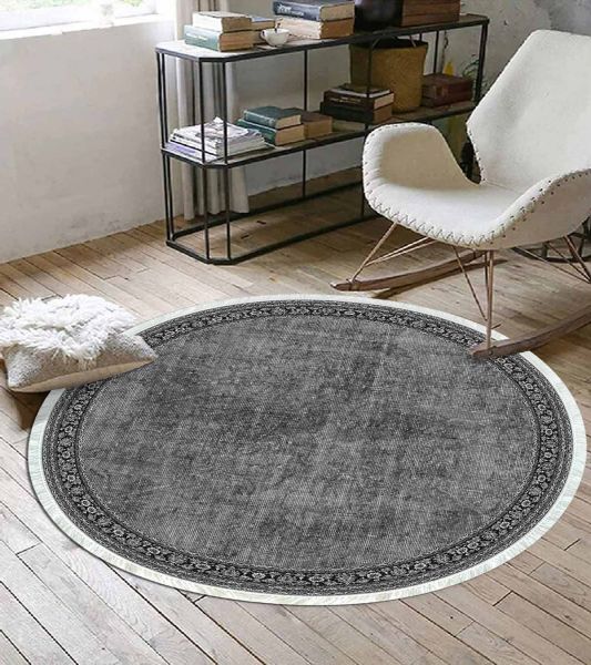 Birkilim Yuvarlak Yıkanabilir Dekoratif Halı İpeksi Kaymaz Taban | MLN-IP-YU-HT-127