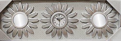 Dematex Dekoratif Aynalı 3 Parça Duvar Saati | Gümüş | 150CT041-silber