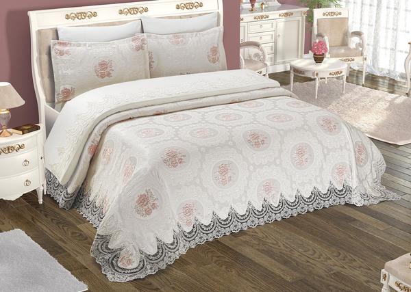 Fransiz Güpürlü Gonca Gelin Seti Pudra