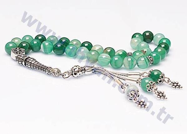 مسبحة من حجر العقيق (925 AYAR SILVER)