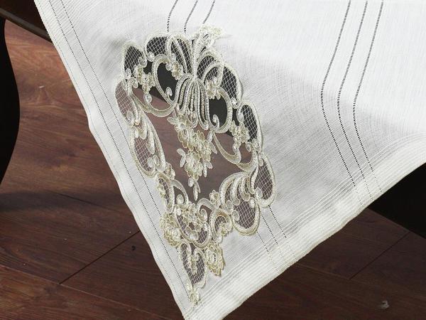 Papatya Kare Şömen Tablası Ekru Altın