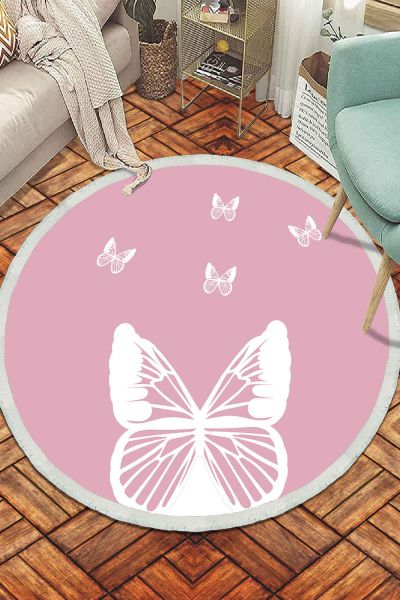 Birkilim Yuvarlak Yıkanabilir Dekoratif Halı İpeksi Kaymaz Taban | MLN-IP-SD-154