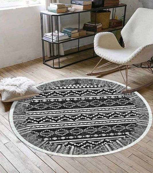 Birkilim Yuvarlak Yıkanabilir Dekoratif Halı İpeksi Kaymaz Taban | MLN-IP-YU-HY-1301