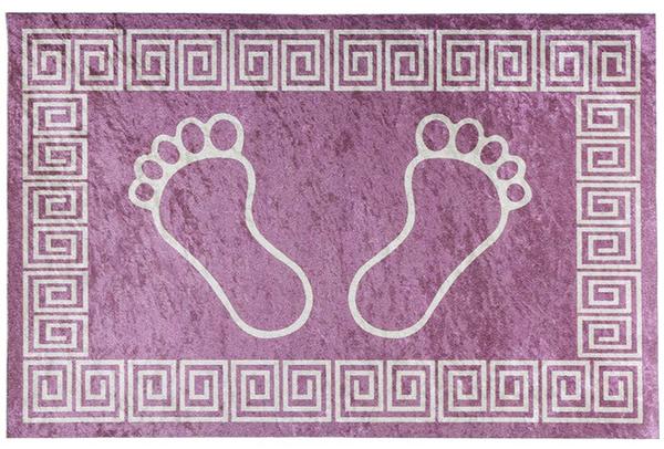 Dekonaz Yıkanabilen Kaymaz Ayak Paspası | 60x40cm | Mor Beyaz |