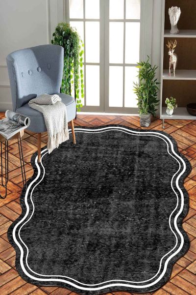 Birkilim Lazer Kesim Yıkanabilir İpeksi Kaymaz Taban Dekoratif Halı | MLN-IP-SD-246