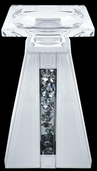 Dekonaz 19cm Aynalı Kristal Taşlı Beyaz Mumluk | DTX-BKAM-1C