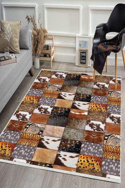 Birkilim Yıkanabilir Dekoratif Halı İpeksi Kaymaz Taban | MLN-IP-HS-513