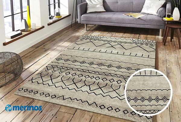 Merinos Ibiza İşleme Desenli Halı | Bej | 20277-70-Beige