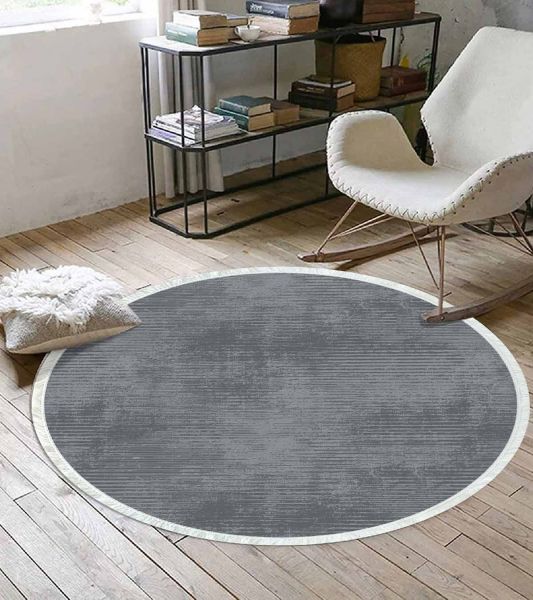 Birkilim Yuvarlak Yıkanabilir Dekoratif Halı İpeksi Kaymaz Taban | MLN-IP-YU-HT-012