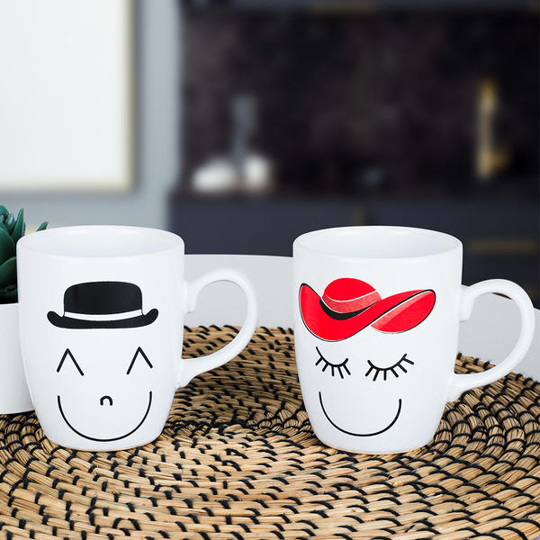 Lächelndes Gesicht Mr & Mrs Cloud Mug 9 cm 2 Stück | Keramika