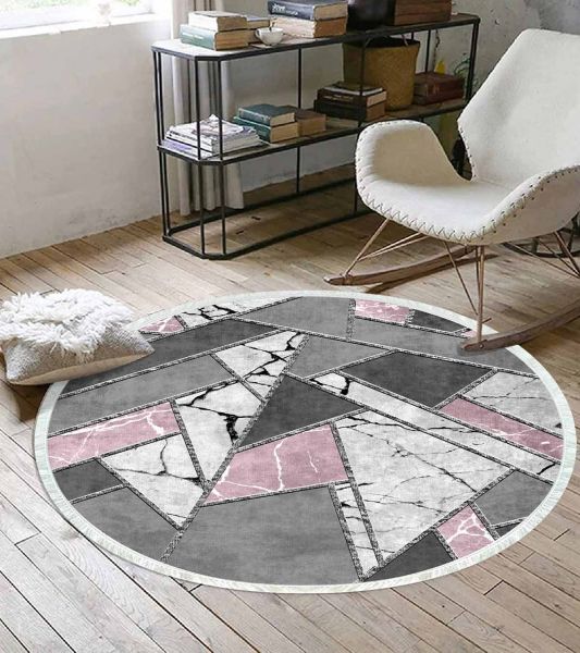 Birkilim Yuvarlak Yıkanabilir Dekoratif Halı İpeksi Kaymaz Taban | MLN-IP-YU-HT-166