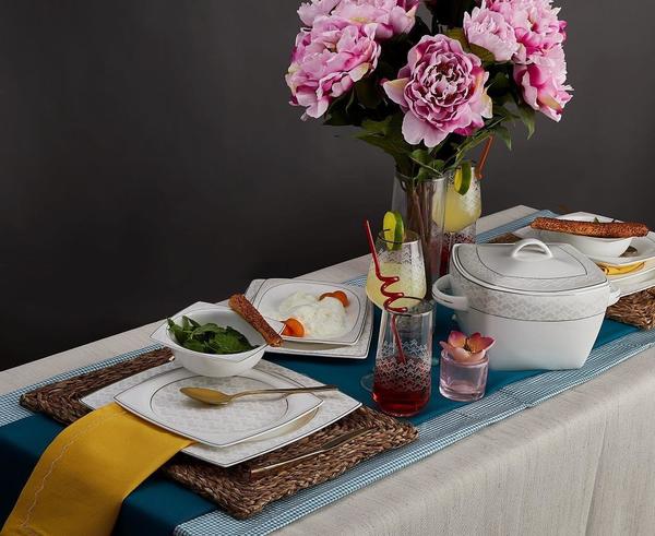 Neva Mentol Premium | 60 Parça | 12 Kişilik | Kare | Yemek Takımı | N2643