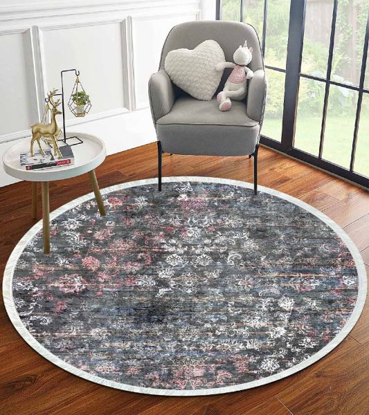 Birkilim Yuvarlak Yıkanabilir Dekoratif Halı İpeksi Kaymaz Taban | MLN-IP-YU-HT-698