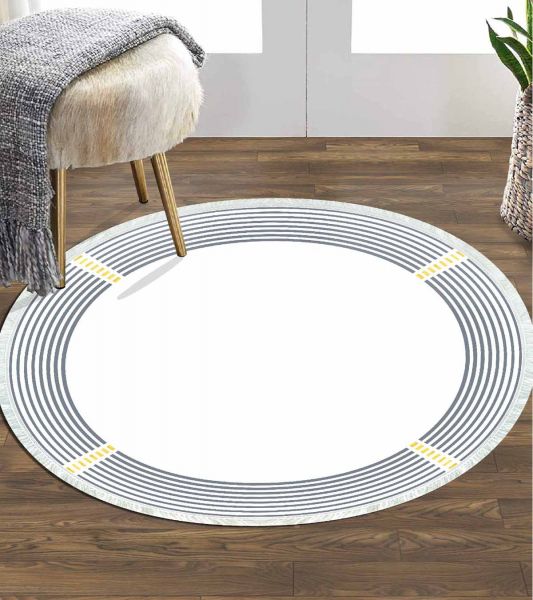 Birkilim Yuvarlak Yıkanabilir Dekoratif Halı İpeksi Kaymaz Taban | MLN-IP-YU-HT-1396