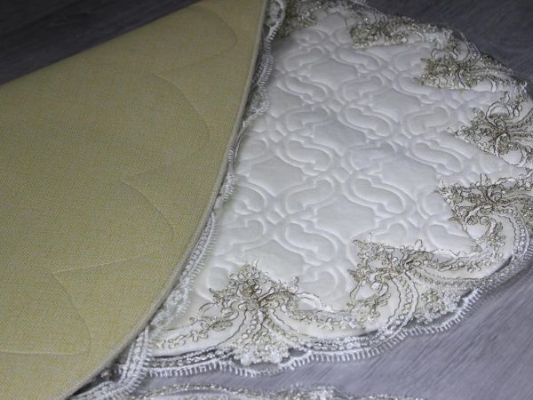 Öykü Fransız Güpürlü 2 Li Banyo Paspas Takımı Krem