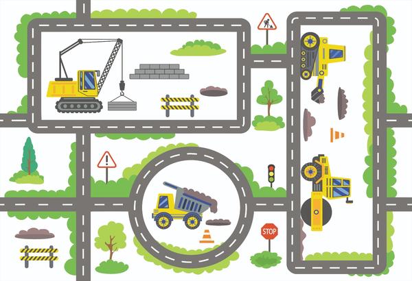 Bayev Çocuk Odası İçin Desenli Halı Build - 100x160 cm