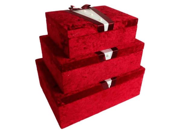 Damat Figürlü 3 Lü Çeyiz Sandığı Bordo