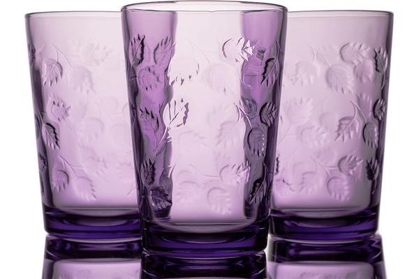 Paşabahçe Yaprak Desenli Su Bardağı | Mor | 205ml