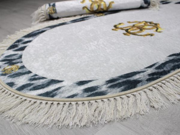 طقم بساط حمام بيضاوي بشراشيب مكون من قطعتين Fizz Zebra