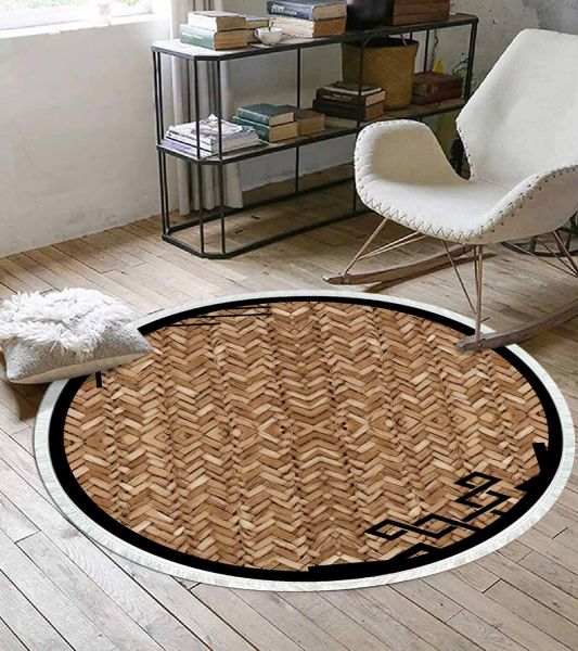 Birkilim Yuvarlak Yıkanabilir Dekoratif Halı İpeksi Kaymaz Taban | MLN-IP-YU-SD-357