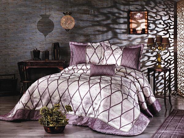 Natalya Çift Kişilik Yatak Örtüsü Mürdüm