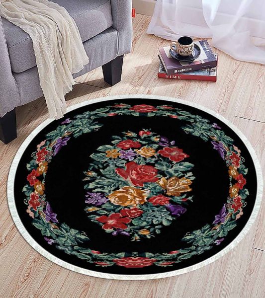 Birkilim Yuvarlak Yıkanabilir Dekoratif Halı İpeksi Kaymaz Taban | MLN-IP-YU-HT-482