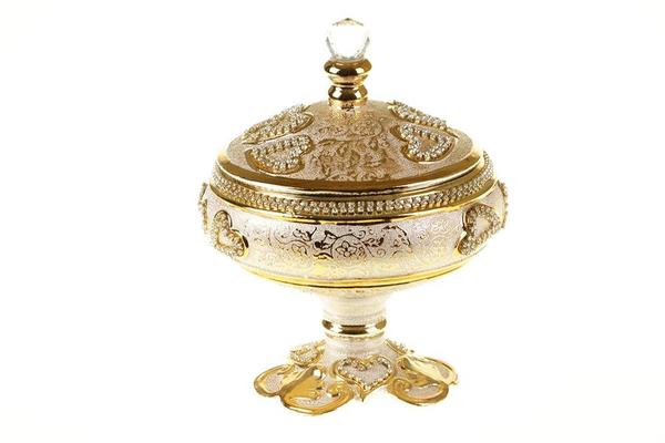 Çınar Dekoratif Kapaklı Kase - Altın