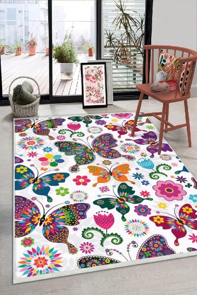 Birkilim Yıkanabilir Dekoratif Halı İpeksi Kaymaz Taban | MLN-IP-HS-167