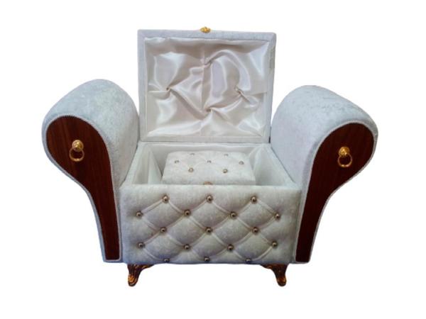 Armchair Quilted Diamond 2 Piece Dowry Chest Cream