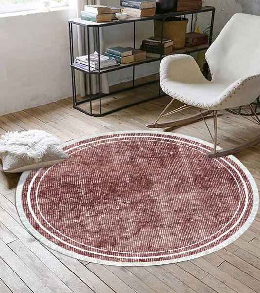 Birkilim Yuvarlak Yıkanabilir Dekoratif Halı İpeksi Kaymaz Taban | MLN-IP-YU-SD-243