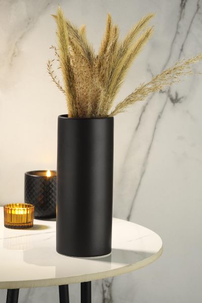 Kütahya Porselen Modern 20 cm Vazo Mat Siyah