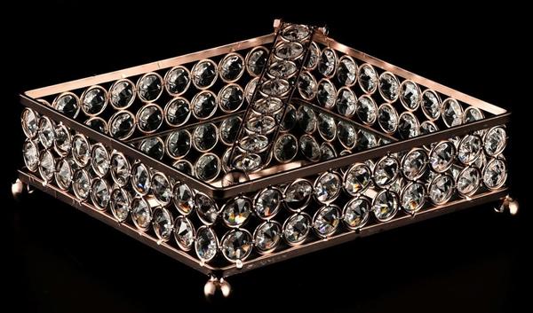 Dekonaz Lüks Kristal Dekoratif El Yapımı Servis Tabağı | Bakır