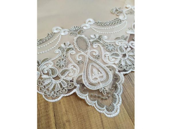 Çeyiz Diyarı Fransız Güpürlü Begüm Tek Bohça Cappucino