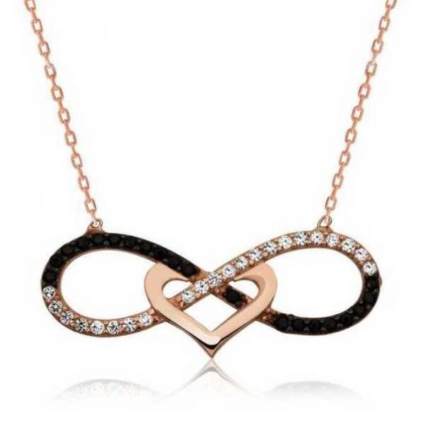 Gümüş Kalpli Sonsuzluk Bayan Kolye