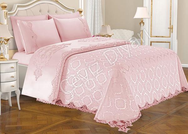 Fransız Güpürlü Çeyizlik Pike Takımı Hülya Pudra